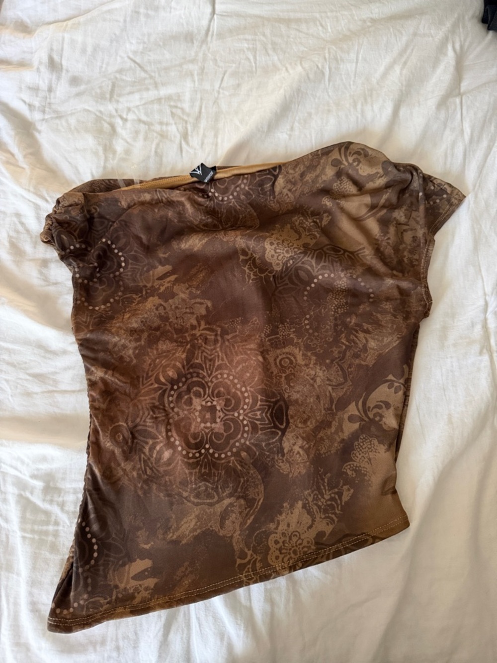 Windsor Brown Printed One-Shoulder Blouse